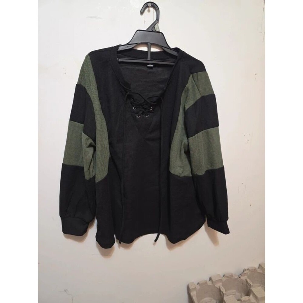 Green and Black Long sleeve dress shirt